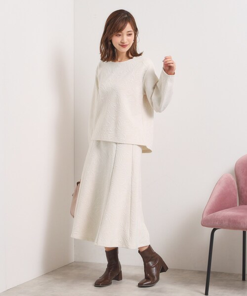 ITS'DEMO（イッツデモ）の「【洗濯機OK／セットアップ可】花柄ジャカードトップス（Tシャツ/カットソー・レディース・パープル系/グリーン系/ブラック/アイボリー・00）」の7枚目の写真