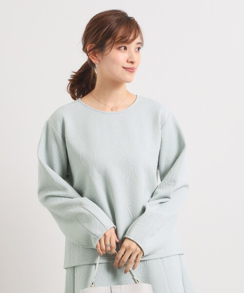 ITS'DEMO（イッツデモ）の「【洗濯機OK／セットアップ可】花柄ジャカードトップス（Tシャツ/カットソー・レディース・パープル系/グリーン系/ブラック/アイボリー・00）」の13枚目の写真