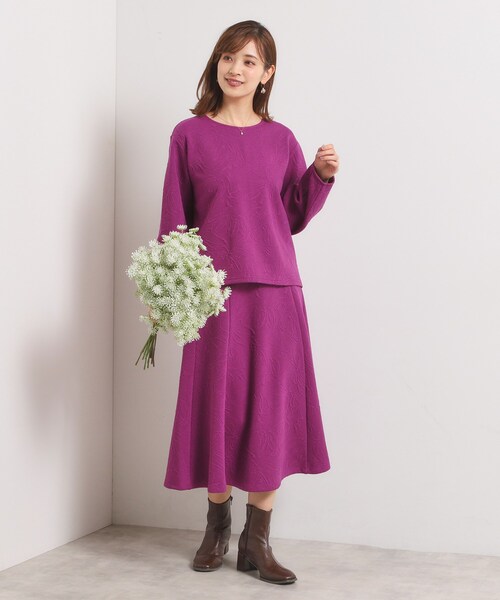 ITS'DEMO（イッツデモ）の「【洗濯機OK／セットアップ可】花柄ジャカードトップス（Tシャツ/カットソー・レディース・パープル系/グリーン系/ブラック/アイボリー・00）」の18枚目の写真