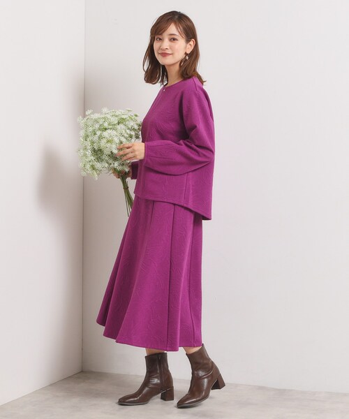 ITS'DEMO（イッツデモ）の「【洗濯機OK／セットアップ可】花柄ジャカードトップス（Tシャツ/カットソー・レディース・パープル系/グリーン系/ブラック/アイボリー・00）」の19枚目の写真