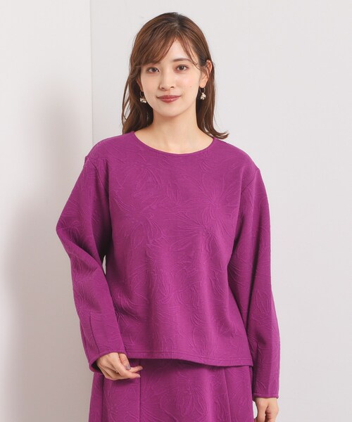 ITS'DEMO（イッツデモ）の「【洗濯機OK／セットアップ可】花柄ジャカードトップス（Tシャツ/カットソー・レディース・パープル系/グリーン系/ブラック/アイボリー・00）」の21枚目の写真