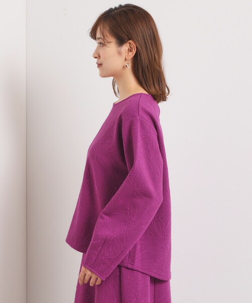 ITS'DEMO（イッツデモ）の「【洗濯機OK／セットアップ可】花柄ジャカードトップス（Tシャツ/カットソー・レディース・パープル系/グリーン系/ブラック/アイボリー・00）」の22枚目の写真