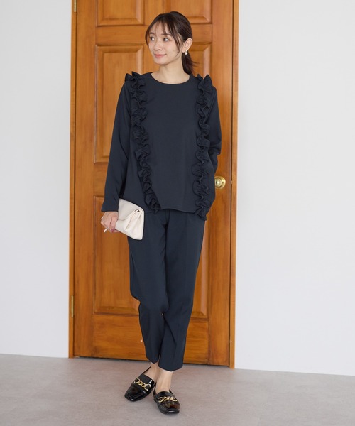 Neige（ネージュ）の「ツインフリルフレアトップス（Tシャツ/カットソー・レディース・ブラック/ネイビー・ONE SIZE）」の8枚目の写真