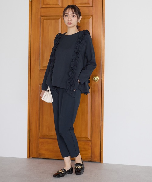 Neige（ネージュ）の「ツインフリルフレアトップス（Tシャツ/カットソー・レディース・ブラック/ネイビー・ONE SIZE）」の9枚目の写真