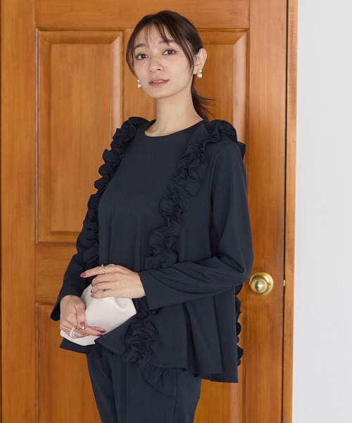 Neige（ネージュ）の「ツインフリルフレアトップス（Tシャツ/カットソー・レディース・ブラック/ネイビー・ONE SIZE）」の5枚目の写真