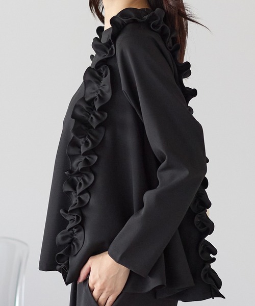 Neige（ネージュ）の「ツインフリルフレアトップス（Tシャツ/カットソー・レディース・ブラック/ネイビー・ONE SIZE）」の22枚目の写真