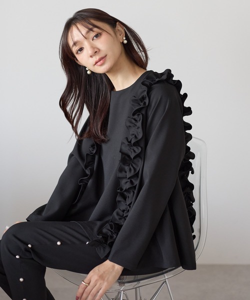 Neige（ネージュ）の「ツインフリルフレアトップス（Tシャツ/カットソー・レディース・ブラック/ネイビー・ONE SIZE）」の21枚目の写真