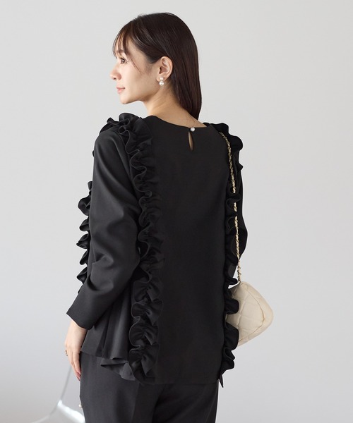 Neige（ネージュ）の「ツインフリルフレアトップス（Tシャツ/カットソー・レディース・ブラック/ネイビー・ONE SIZE）」の17枚目の写真