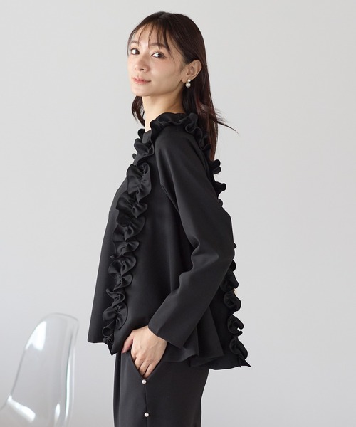 Neige（ネージュ）の「ツインフリルフレアトップス（Tシャツ/カットソー・レディース・ブラック/ネイビー・ONE SIZE）」の15枚目の写真