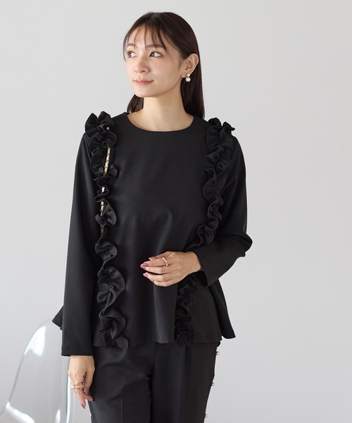 Neige（ネージュ）の「ツインフリルフレアトップス（Tシャツ/カットソー・レディース・ブラック/ネイビー・ONE SIZE）」の16枚目の写真