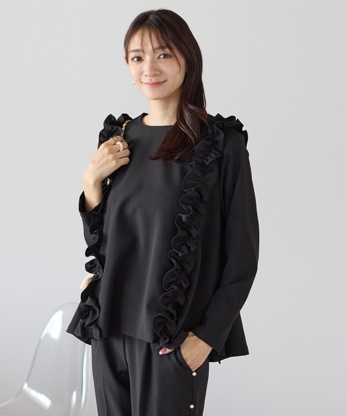 Neige（ネージュ）の「ツインフリルフレアトップス（Tシャツ/カットソー・レディース・ブラック/ネイビー・ONE SIZE）」の18枚目の写真