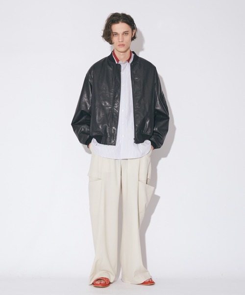 beautiful people（ビューティフルピープル）の「light lamb leather  fanshape MA-1blouson（MA-1・レディース・ブラック/ダークブラウン・38）」の12枚目の写真