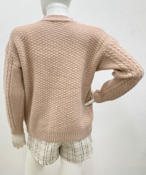 Miniministore(ミニミニストア)の「暖かいケーブル編みニットカーディガン秋冬(カーディガン/ボレロ・レディース・ダークブラウン/グリーン/ピンクベージュ/ブラック/オリーブ/オフホワイト・FREE)」の11枚目の写真