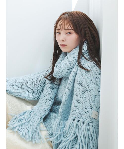 OUTDOOR PRODUCTS 氷のマフラー 〈水色ストラップ〉 スラブヤーンマフラー（ストール/ショール）｜so4u（ソーフォーユー