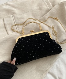 IRADOWL（アイラドール）の「チェーンショルダー付きベロア素材がま口ハンドバッグ（ハンドバッグ・レディース）」