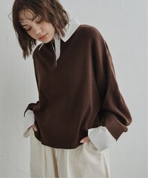 シャツエリフェイクレイヤードニット