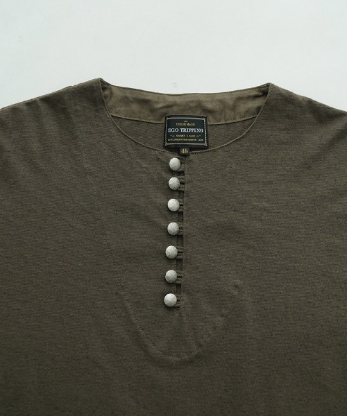 EGO TRIPPING(エゴトリッピング)の「mt10121- EUROHENRY ヘンリーネックTシャツ(666610)(Tシャツ/カットソー・メンズ・ブラック/ベージュ/チャコール・46/48)」の5枚目の写真