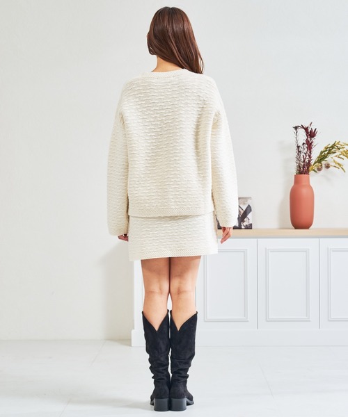MISCH MASCH（ミッシュマッシュ）の「ZOZO限定 ぽこぽこニット×ミニスカート セットアップ（セットアップ・レディース・アイボリー/グレー・ﾌﾘ-）」の11枚目の写真