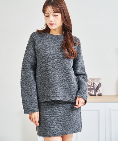 MISCH MASCH（ミッシュマッシュ）の「ZOZO限定 ぽこぽこニット×ミニスカート セットアップ（セットアップ・レディース・アイボリー/グレー・ﾌﾘ-）」の18枚目の写真