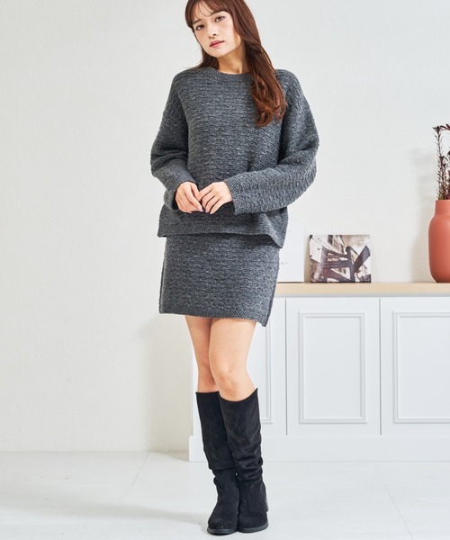 MISCH MASCH（ミッシュマッシュ）の「ZOZO限定 ぽこぽこニット×ミニスカート セットアップ（セットアップ・レディース・アイボリー/グレー・ﾌﾘ-）」の22枚目の写真
