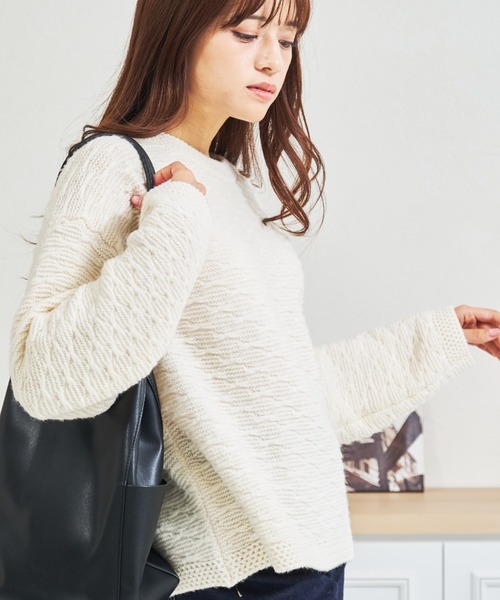 MISCH MASCH（ミッシュマッシュ）の「ZOZO限定 ぽこぽこニット×ミニスカート セットアップ（セットアップ・レディース・アイボリー/グレー・ﾌﾘ-）」の14枚目の写真