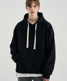DRAW FIT（ドローフィット）の「レイヤードストリングテープフード[BLACK]（パーカー）」