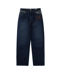 Embroidered Patch Jeans Blue