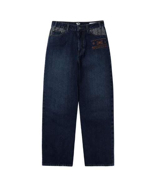 WELLBEING EXPRESS(ウェルビーイングエクスプレス)の「Embroidered Patch Jeans Blue(デニムパンツ・レディース・その他・SMALL/MEDIUM)」の1枚目の写真