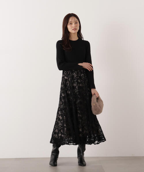 PROPORTION BODY DRESSING（プロポーションボディドレッシング）の「レースドッキングニットワンピース / 1216140001（ワンピース・レディース・ピンク/ブラック・MEDIUM/P/S）」の22枚目の写真