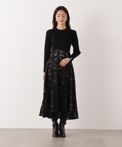 PROPORTION BODY DRESSING（プロポーションボディドレッシング）の「レースドッキングニットワンピース / 1216140001（ワンピース・レディース・ピンク/ブラック・MEDIUM/P/S）」の21枚目の写真