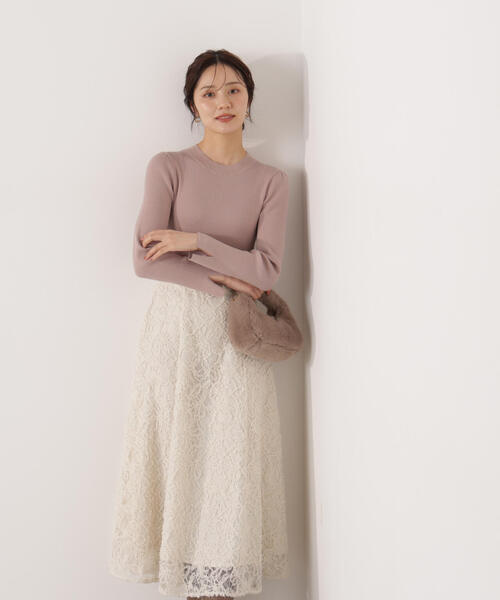 PROPORTION BODY DRESSING（プロポーションボディドレッシング）の「レースドッキングニットワンピース / 1216140001（ワンピース・レディース・ピンク/ブラック・MEDIUM/P/S）」の10枚目の写真