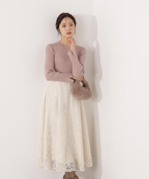 PROPORTION BODY DRESSING（プロポーションボディドレッシング）の「レースドッキングニットワンピース / 1216140001（ワンピース・レディース・ピンク/ブラック・MEDIUM/P/S）」の7枚目の写真