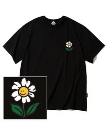 シングルフラワーロゴTシャツ - ブラック