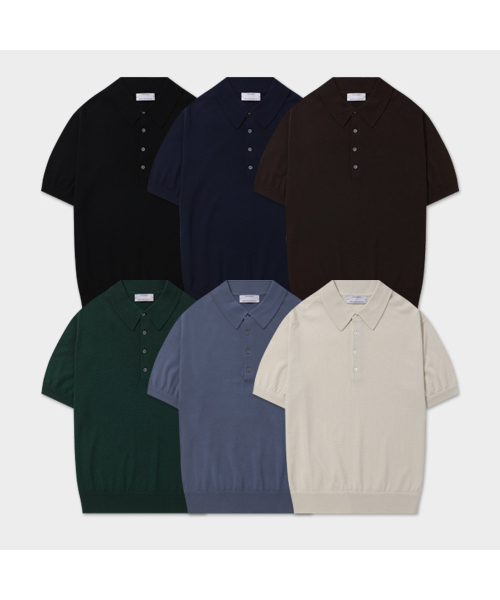 MANNERGRAM（マナーグラム）の「[ゼニア イタリア輸入原糸] Zegna YARN カラーニット_ゼニア サマーウール100 - 6色（ポロシャツ・メンズ・ネイビー/グリーン/ブラウン/ライトブルー/ブラック・LARGE/MEDIUM/X-LARGE）」の6枚目の写真