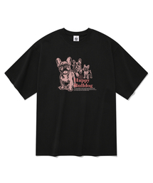 ハッピーブルドッグ 半袖Tシャツ ブラック