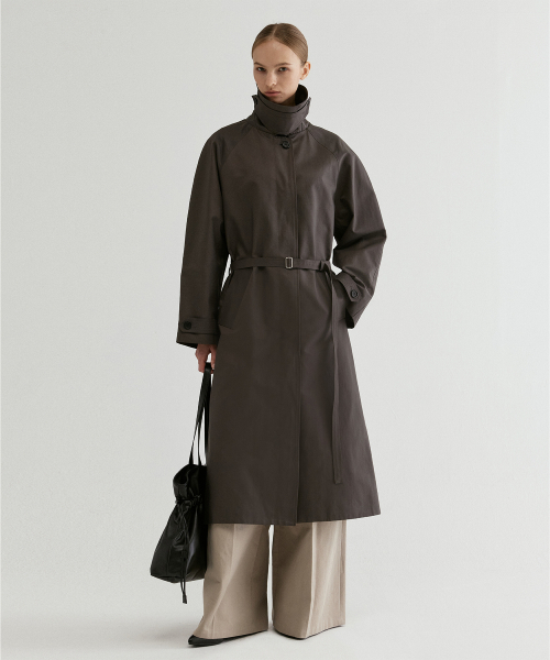 Belted Raglan Trench Coat D/Brown