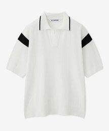 コットンバシティオープンカラー半袖ニット_アイボリー