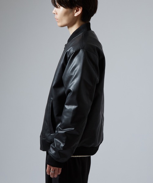 NULL(ヌル)の「【nl】PU 中綿 ボンバージャケット(ミリタリージャケット・メンズ・ブラック・X-LARGE/LARGE/MEDIUM/SMALL)」の10枚目の写真