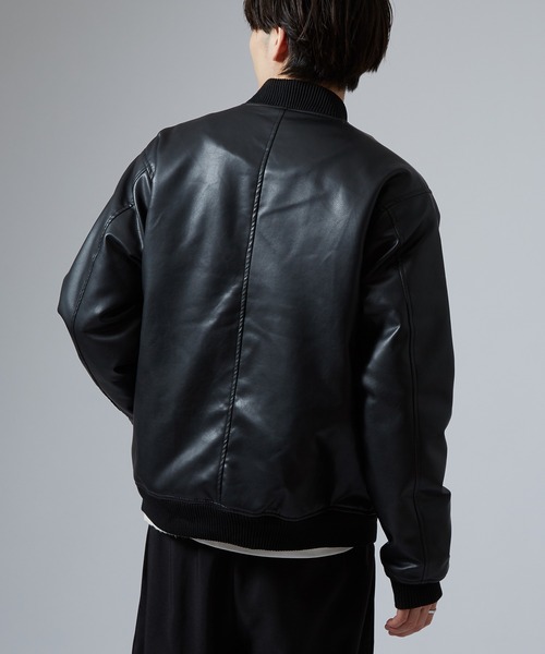 NULL(ヌル)の「【nl】PU 中綿 ボンバージャケット(ミリタリージャケット・メンズ・ブラック・X-LARGE/LARGE/MEDIUM/SMALL)」の11枚目の写真