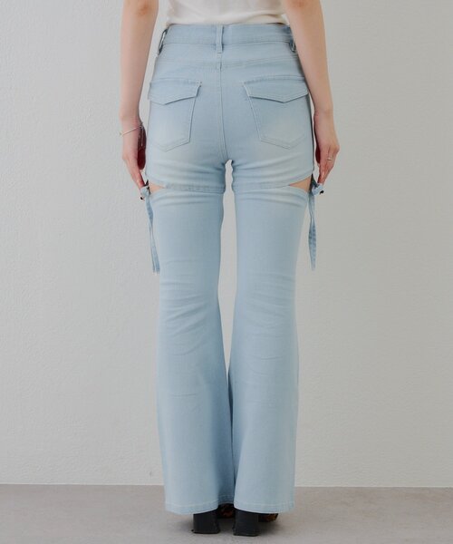 continuer de NICE CLAUP（コンティニューデナイスクラップ）の「【2026SS】リボン付サイドスリットフレアパンツ（デニムパンツ・レディース・その他/ブルー・SMALL/MEDIUM）」の14枚目の写真