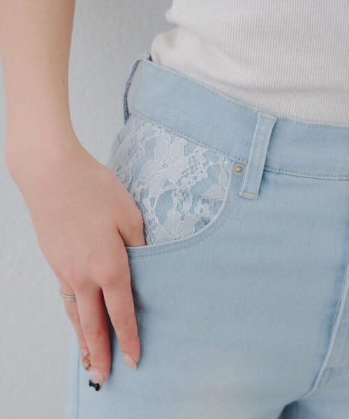 continuer de NICE CLAUP（コンティニューデナイスクラップ）の「【2026SS】リボン付サイドスリットフレアパンツ（デニムパンツ・レディース・その他/ブルー・SMALL/MEDIUM）」の17枚目の写真