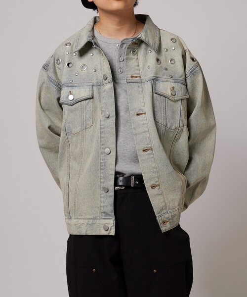 WHO'S WHO gallery（フーズフーギャラリー）の「【EC限定サイズ】EYELET DENIM JACKET（デニムジャケット・レディース・ブラック/サックスブルー/ネイビー・MEDIUM/LARGE）」の17枚目の写真