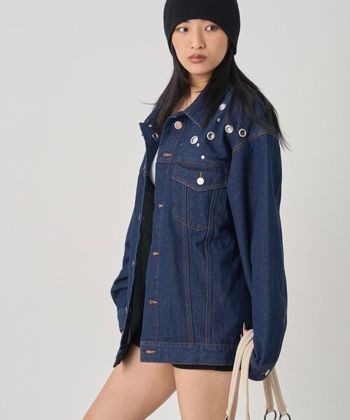 セール】【UNISEX/ユニセックス】アイレットデニムジャケット（デニム 