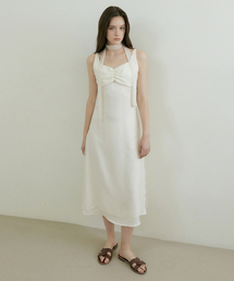 PETAL LAYERED TIE SLEEVELESS OPS CREAM