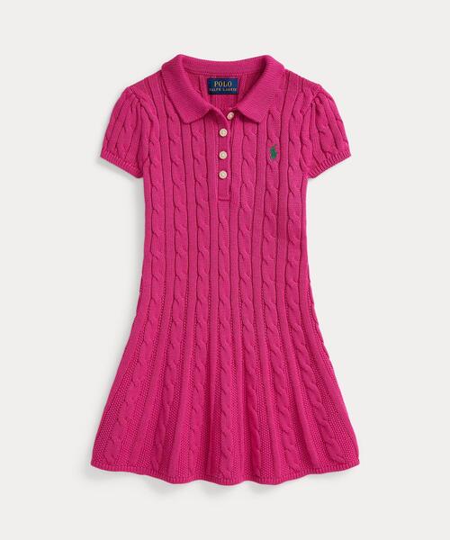 セール】ケーブルニット コットン Polo セーター ドレス（ワンピース