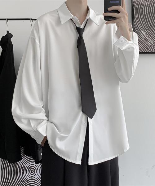 セール】ネクタイ付きオーバーサイズシャツ/ユニセックス（シャツ