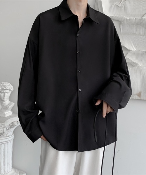 WYZ wear（ダブリューワイジィーウェア）の「ネクタイ付きオーバーサイズシャツ/ユニセックス（シャツ/ブラウス・メンズ・ブラック/ホワイト/グレー・M/L/XL）」の21枚目の写真