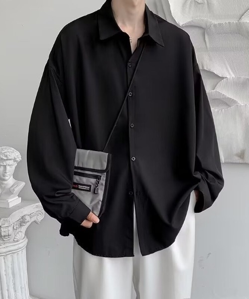 WYZ wear（ダブリューワイジィーウェア）の「ネクタイ付きオーバーサイズシャツ/ユニセックス（シャツ/ブラウス・メンズ・ブラック/ホワイト/グレー・M/L/XL）」の19枚目の写真