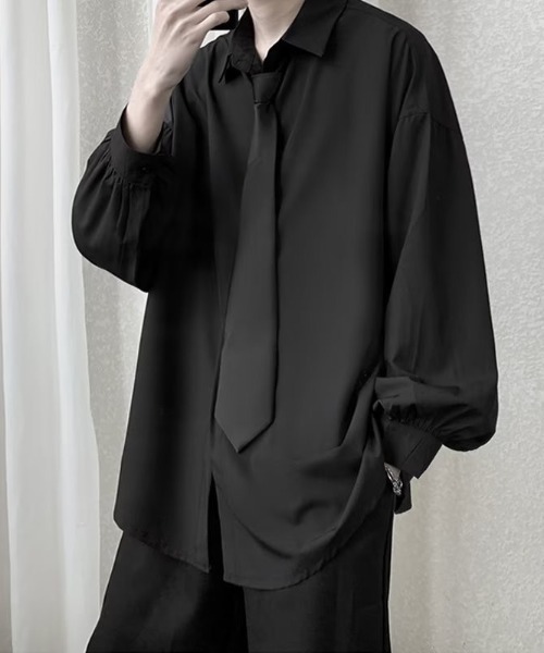 gibous ネクタイ　シャツ　セット売り セール】ネクタイ付きオーバーサイズシャツ/ユニセックス（シャツ