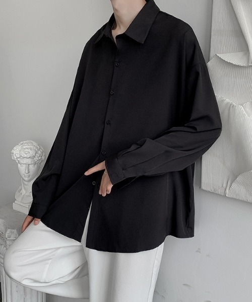 WYZ wear（ダブリューワイジィーウェア）の「ネクタイ付きオーバーサイズシャツ/ユニセックス（シャツ/ブラウス・メンズ・ブラック/ホワイト/グレー・M/L/XL）」の20枚目の写真